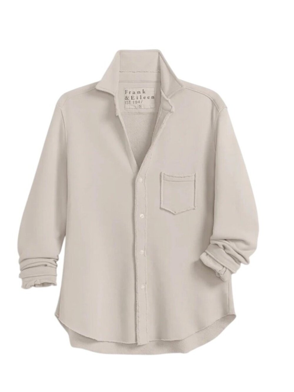 Frank & Eileen Eileen Relaxed Button Up Triple Fleece Sweatshirt White Women's S